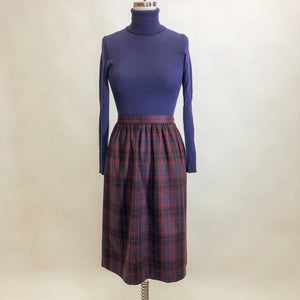 Vintage Berry Plaid Wool Skirt