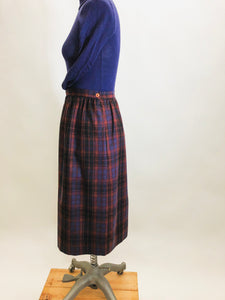 Vintage Berry Plaid Wool Skirt