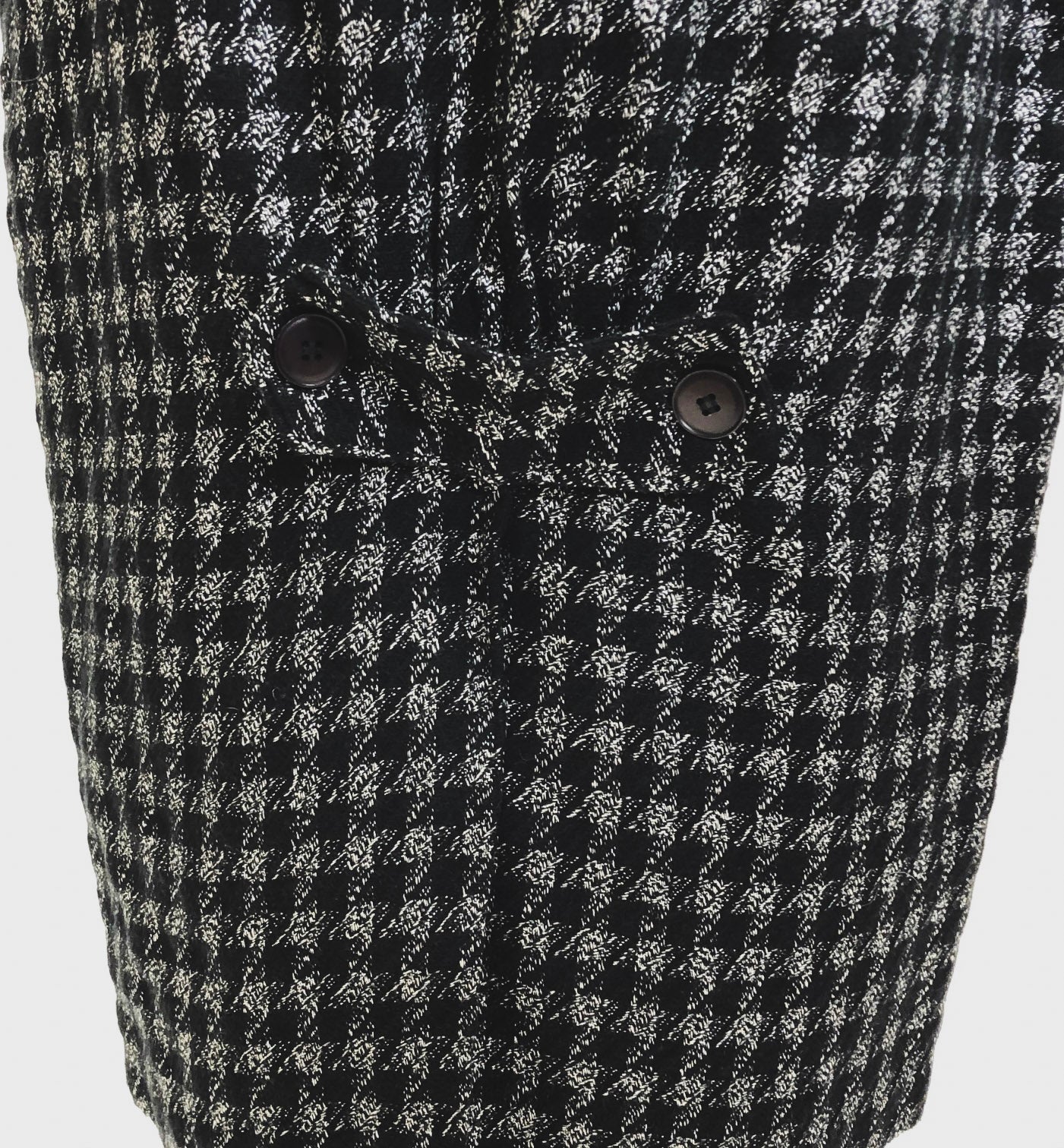 Vintage Black & Silver White Houndstooth Wool Blend Skirt