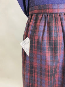 Vintage Berry Plaid Wool Skirt