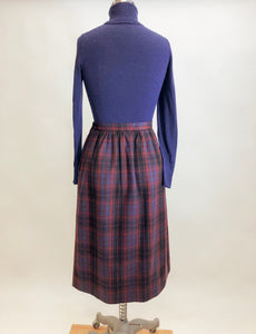 Vintage Berry Plaid Wool Skirt