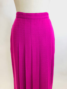 Vintage Bright Raspberry Pleated Wool Skirt