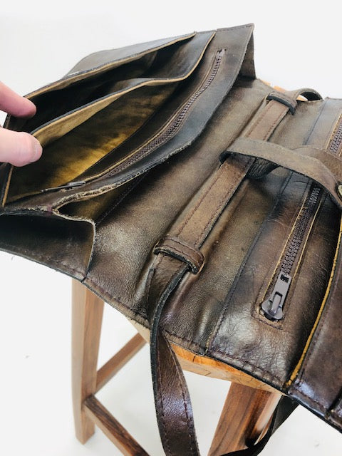 Vintage Biblioteca Leather Book Bag