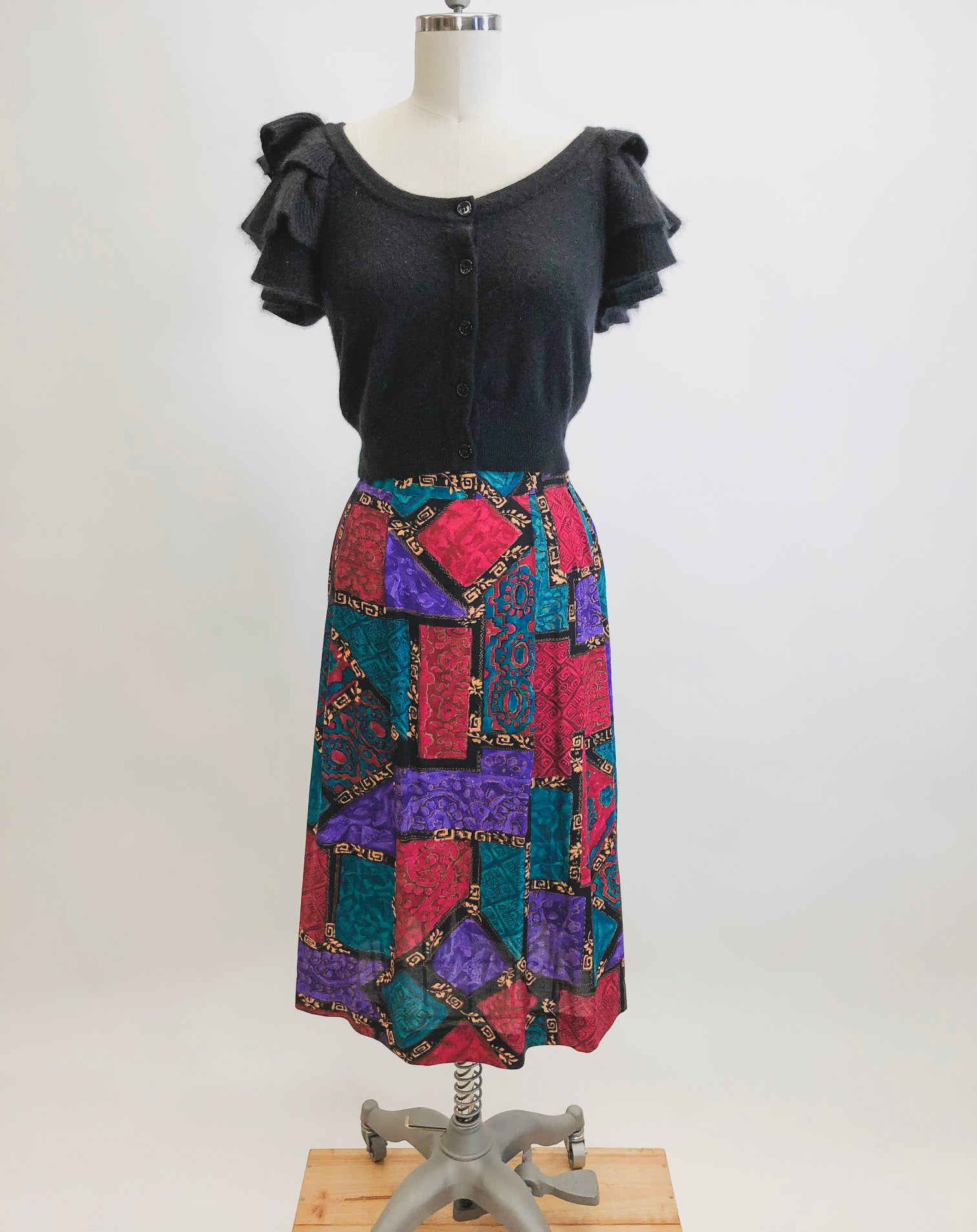 Vintage Abstract Jewel Rayon Skirt