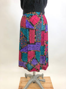 Vintage Abstract Jewel Rayon Skirt