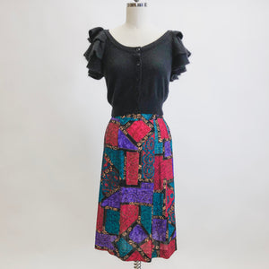 Vintage Abstract Jewel Rayon Skirt