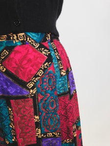 Vintage Abstract Jewel Rayon Skirt