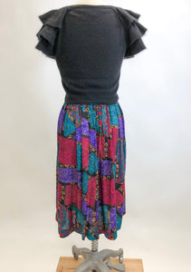 Vintage Abstract Jewel Rayon Skirt