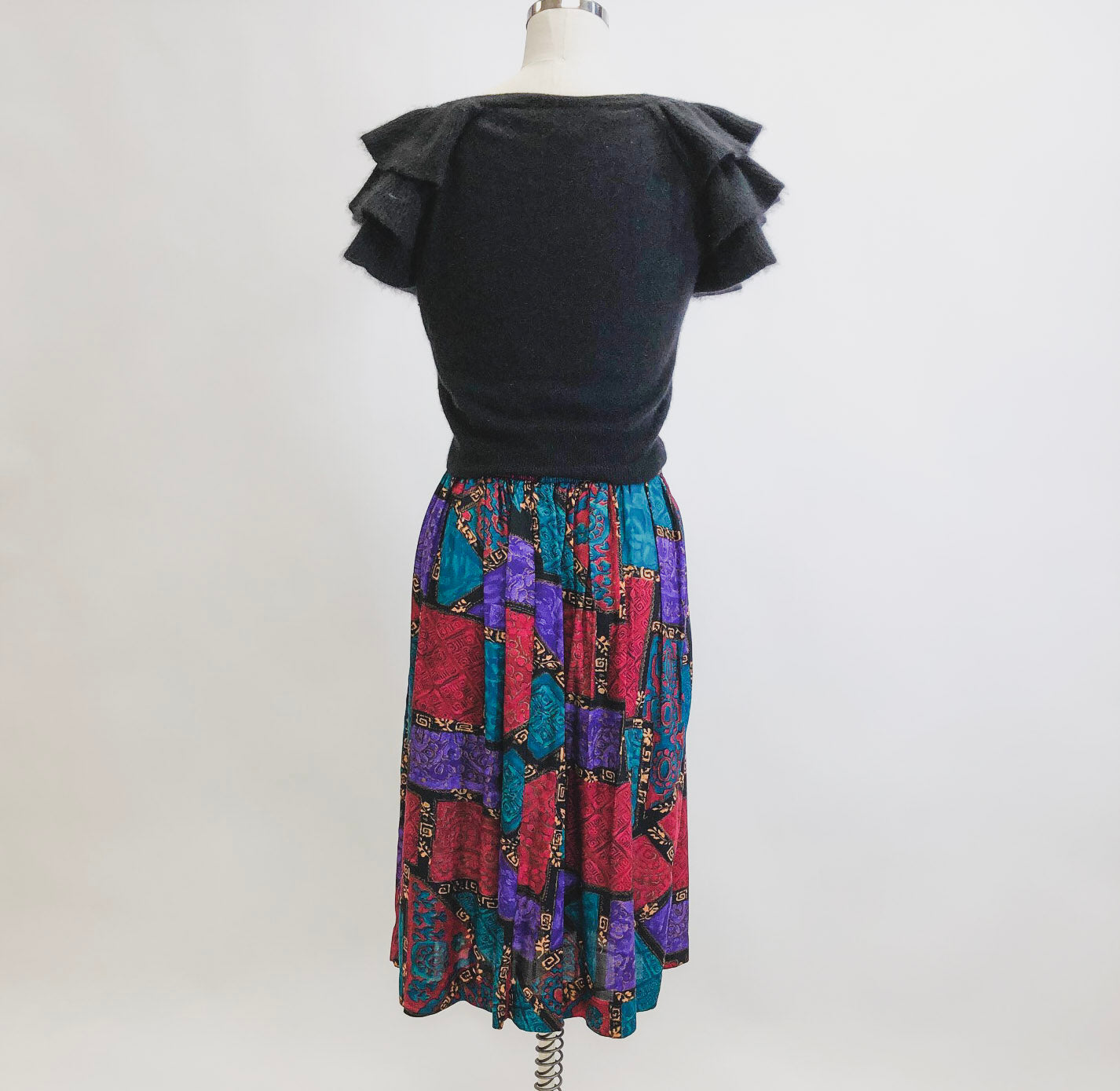 Vintage Abstract Jewel Rayon Skirt