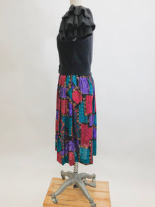 Vintage Abstract Jewel Rayon Skirt