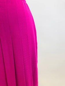 Vintage Bright Raspberry Pleated Wool Skirt