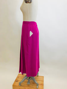 Vintage Bright Raspberry Pleated Wool Skirt