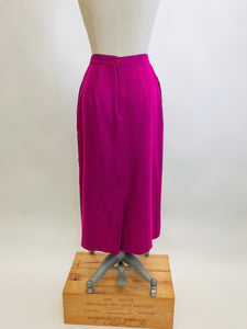 Vintage Bright Raspberry Pleated Wool Skirt