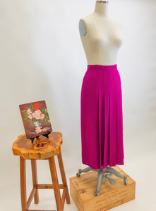 Vintage Bright Raspberry Pleated Wool Skirt