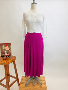 Vintage Bright Raspberry Pleated Wool Skirt