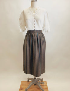 Vintage Green & Brown Taupe Stripe Wool Skirt