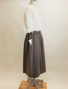 Vintage Green & Brown Taupe Stripe Wool Skirt