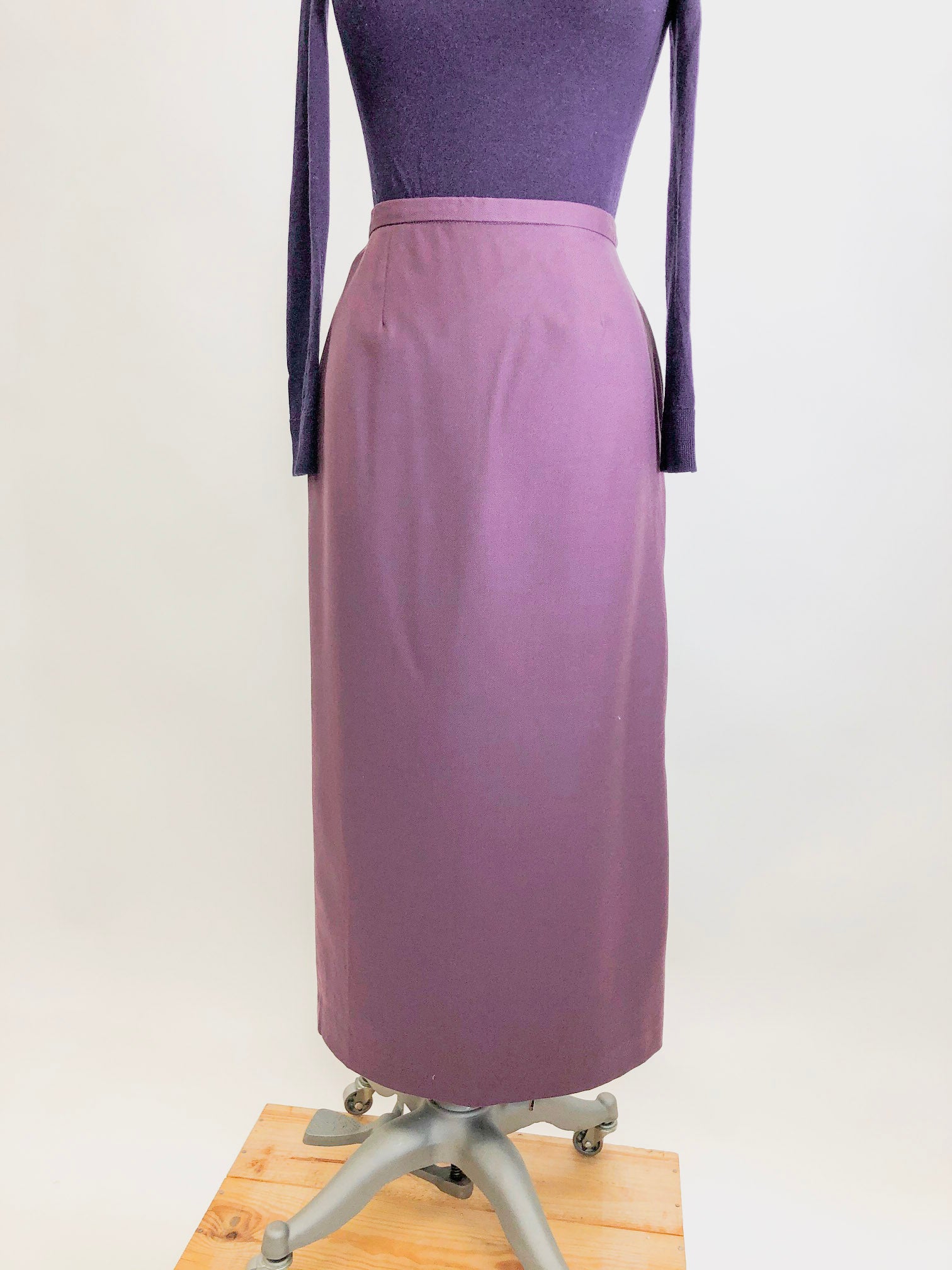 Vintage Plum Wool Long-Midi Skirt