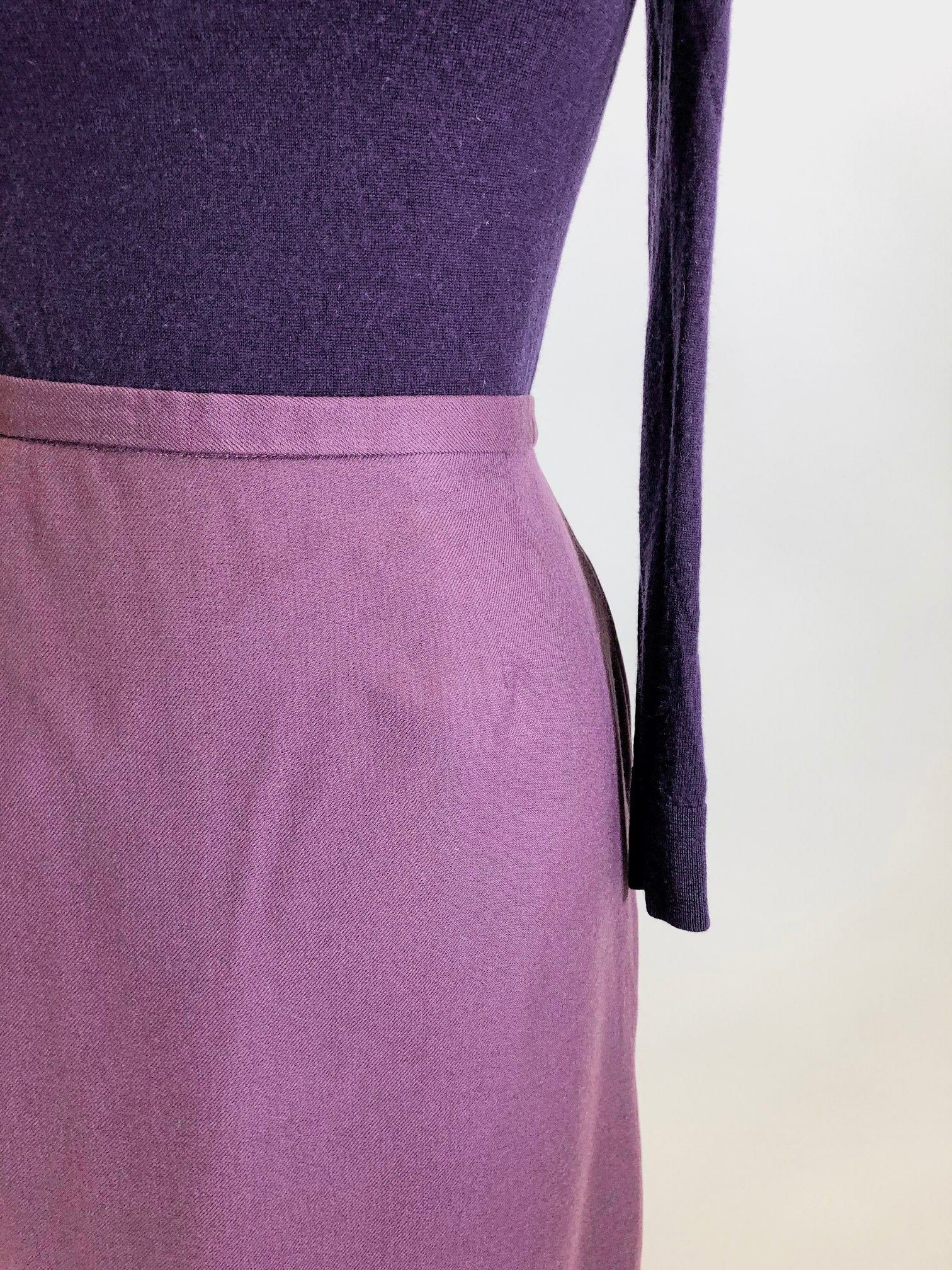 Vintage Plum Wool Long-Midi Skirt