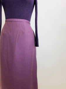 Vintage Plum Wool Long-Midi Skirt