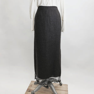 Vintage Brown Wool Fringe Skirt