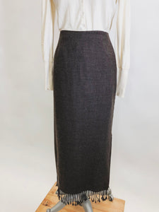 Vintage Brown Wool Fringe Skirt