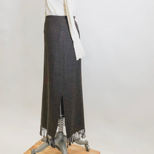 Vintage Brown Wool Fringe Skirt