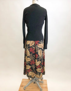 Vintage Safari Crinkle Rayon Midi Skirt