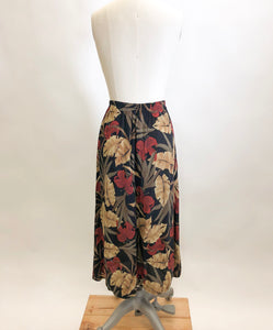 Vintage Safari Crinkle Rayon Midi Skirt