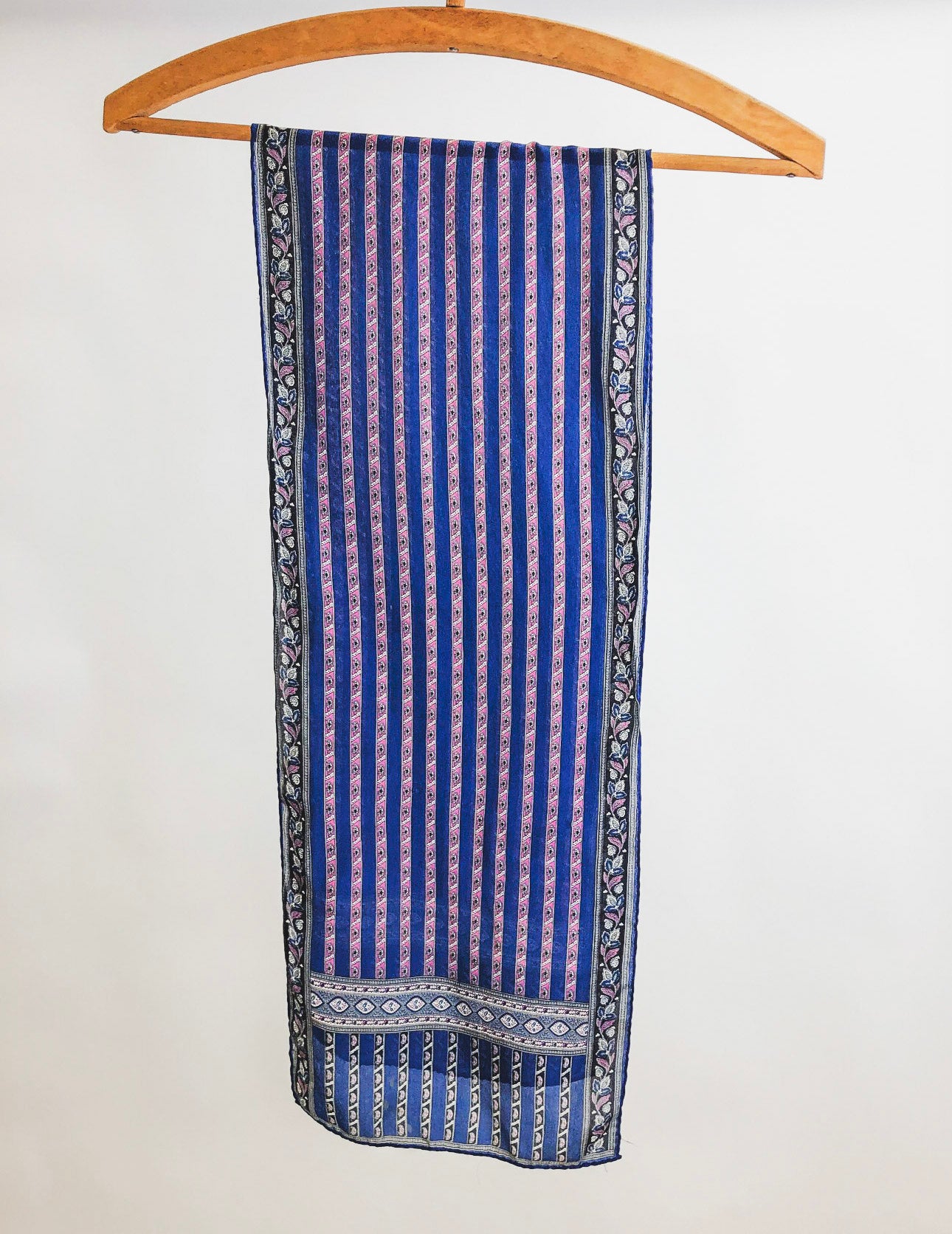 Vintage Blue Stripe Silk Scarf