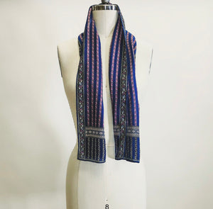 Vintage Blue Stripe Silk Scarf