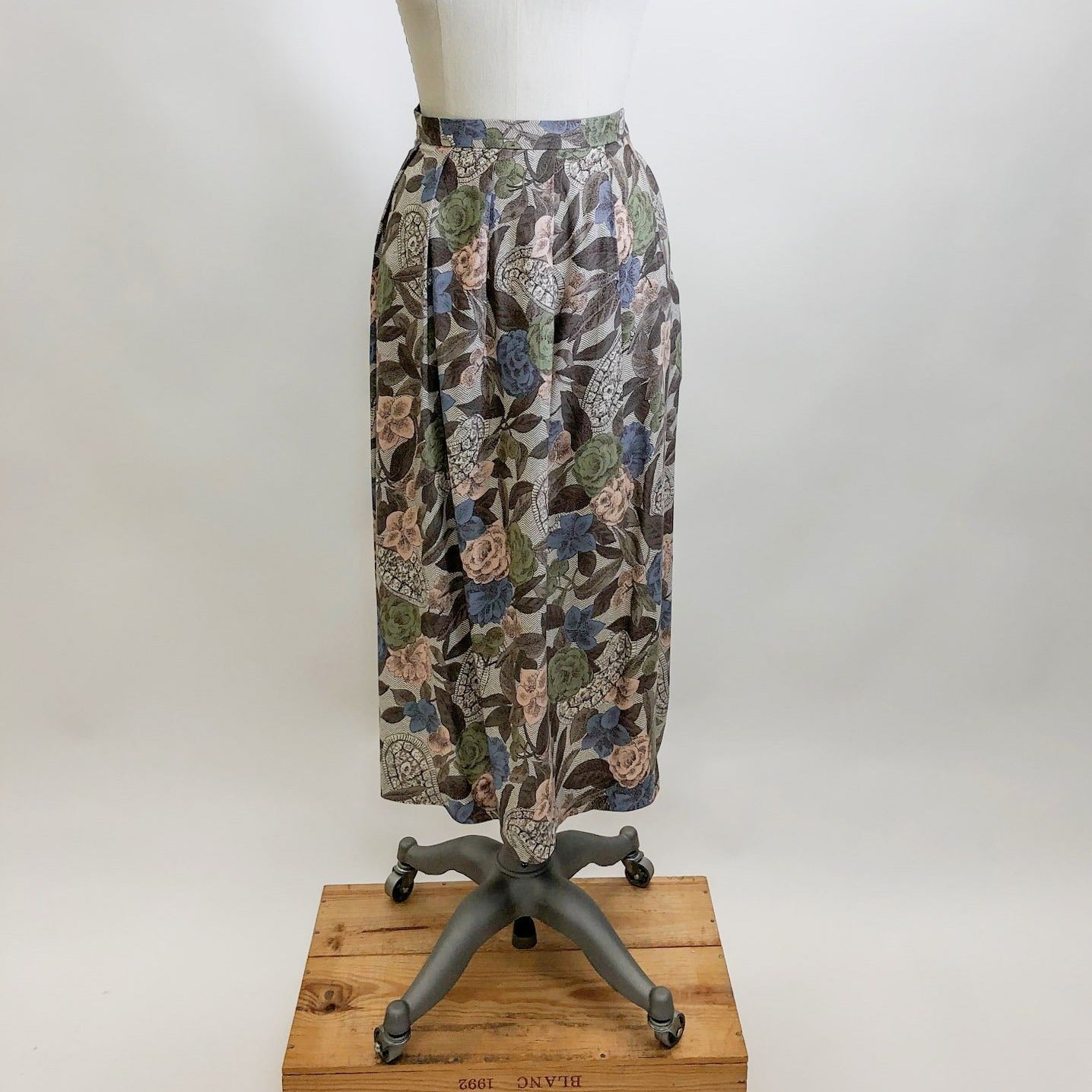 Vintage Pastel Floral Rayon Skirt