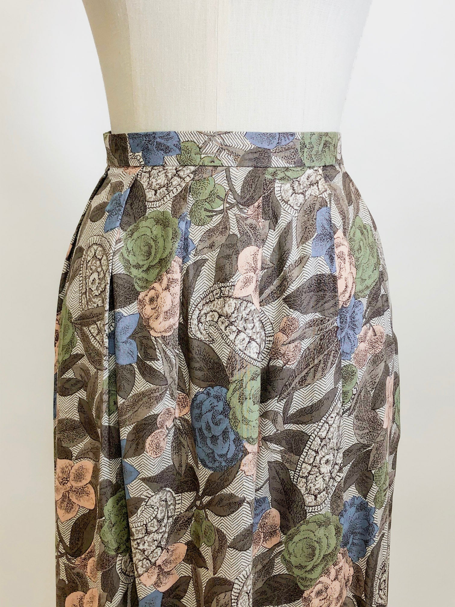 Vintage Pastel Floral Rayon Skirt