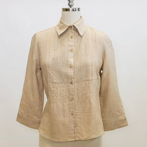 Vintage Creamy Sand Linen Top