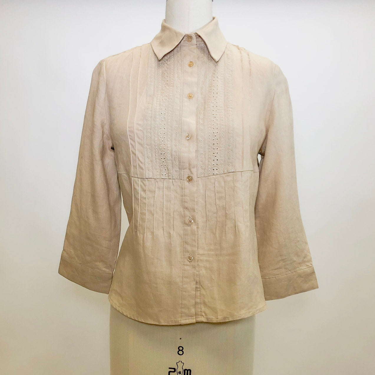 Vintage Creamy Sand Linen Top