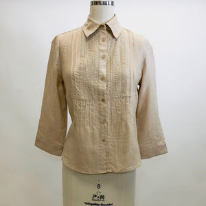 Vintage Creamy Sand Linen Top