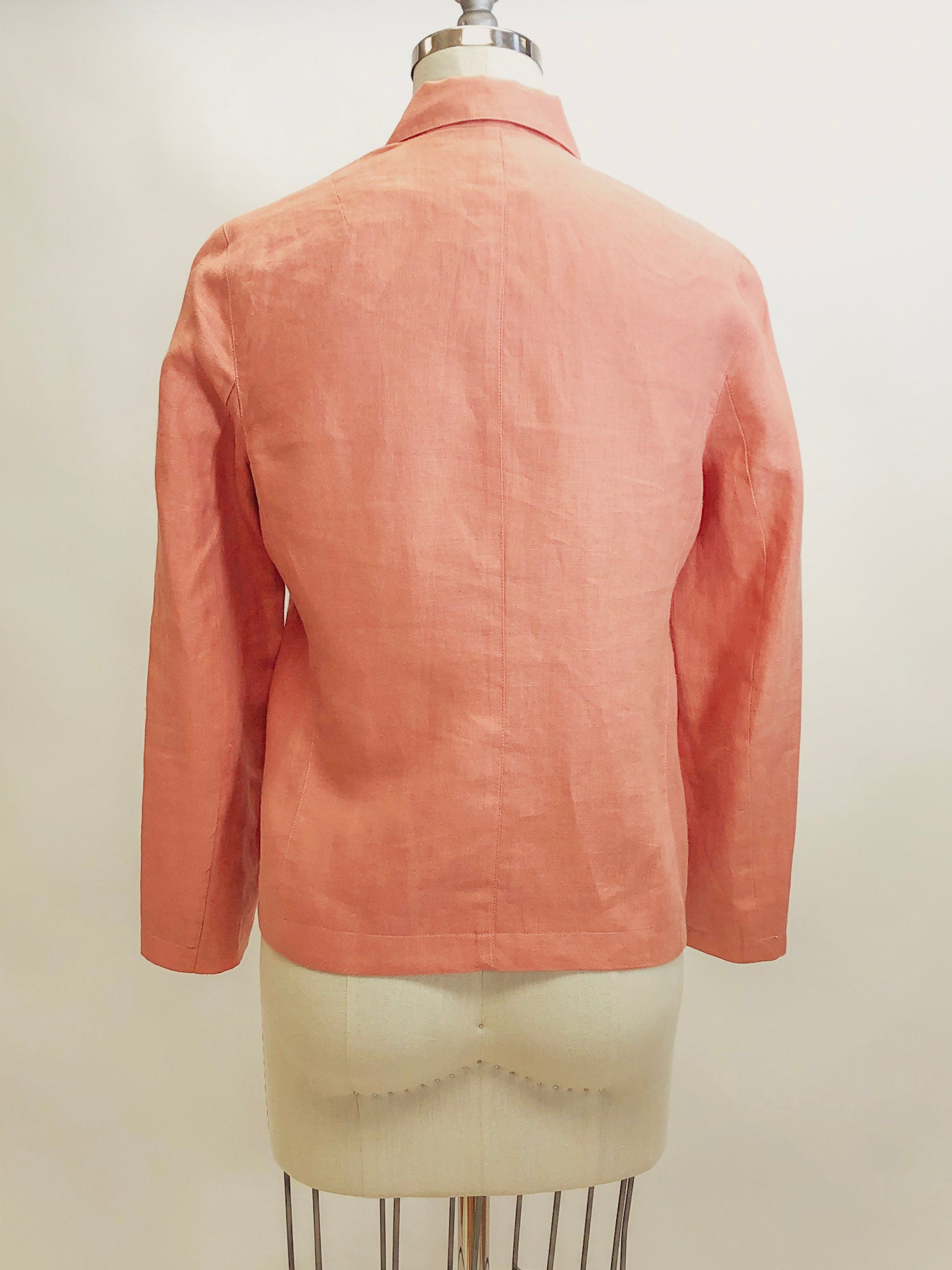 Vintage Pink Salmon Linen Shirt Jacket