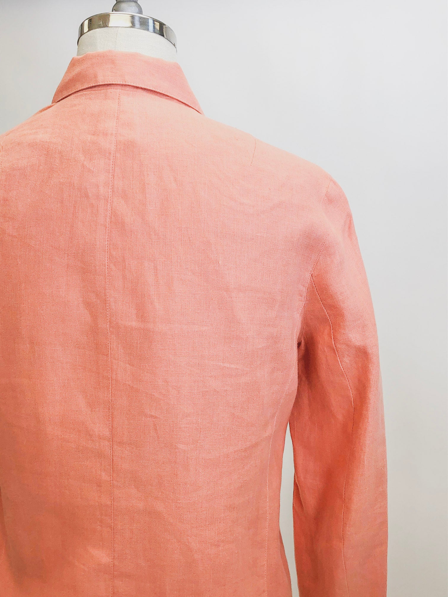 Vintage Pink Salmon Linen Shirt Jacket