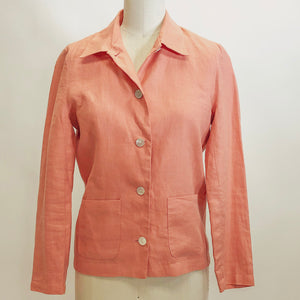 Vintage Pink Salmon Linen Shirt Jacket