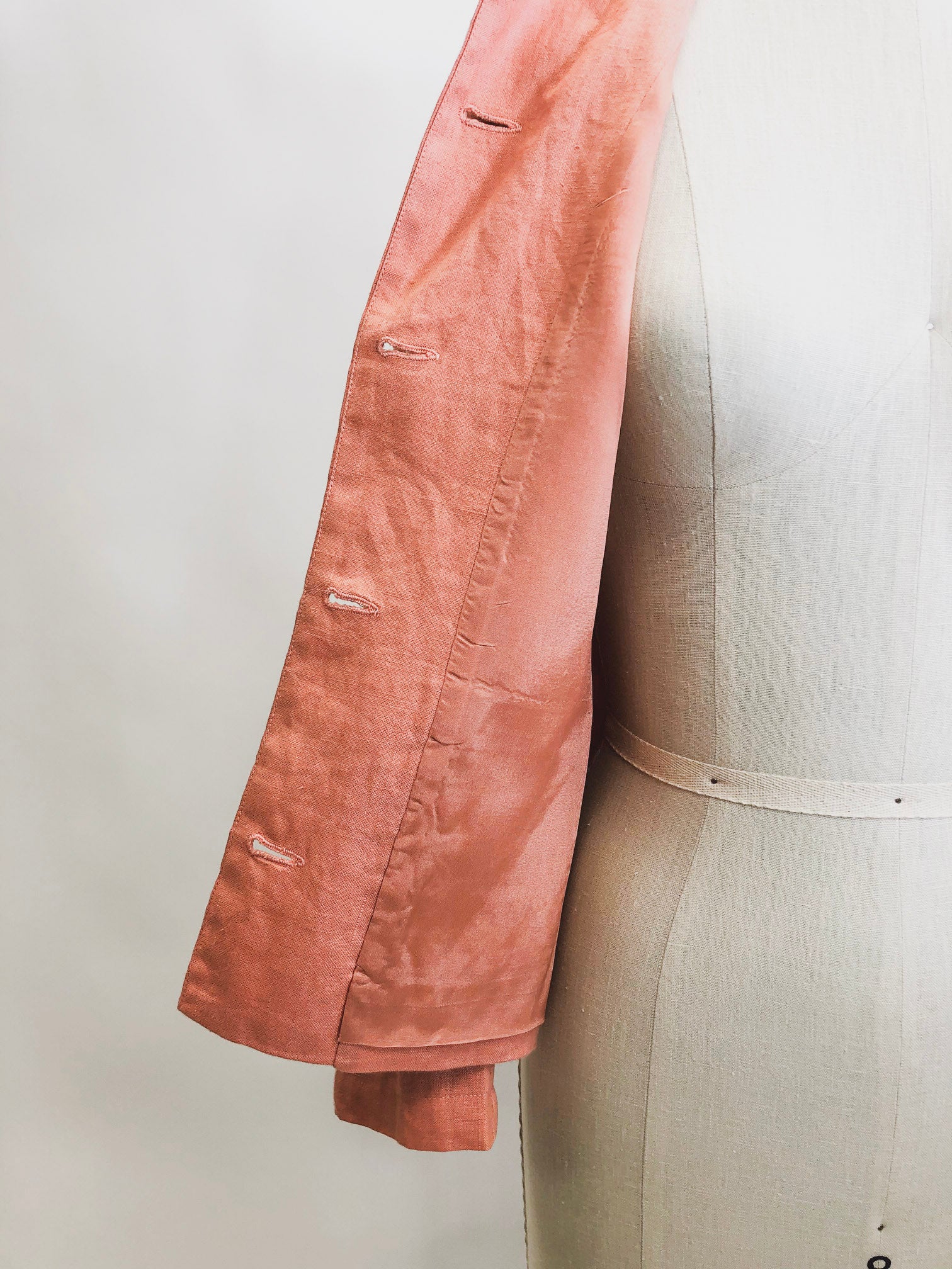 Vintage Pink Salmon Linen Shirt Jacket