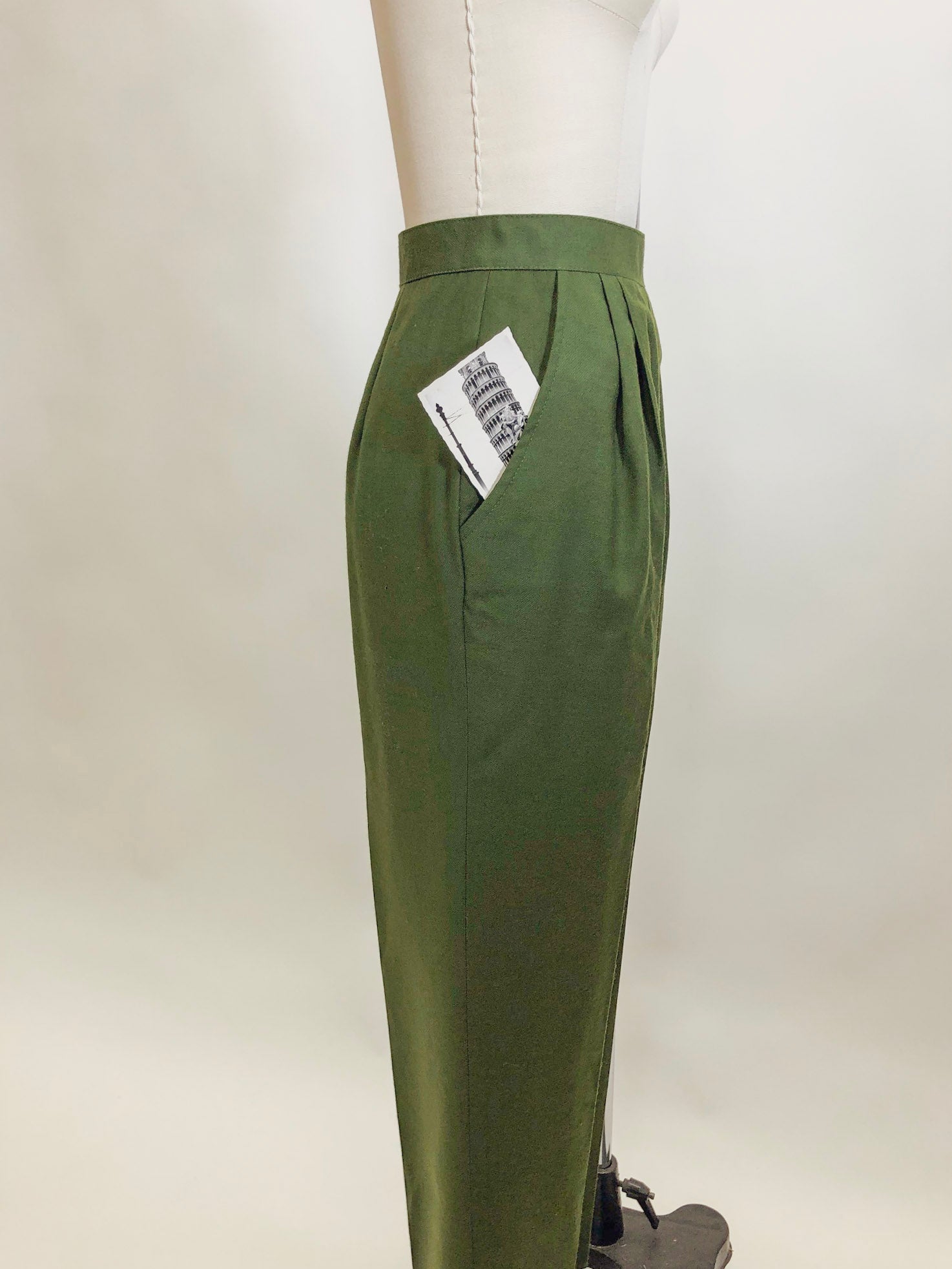 Vintage Green Wool Pants / Midge Pants / The Marvelous Mrs. Maisel Style