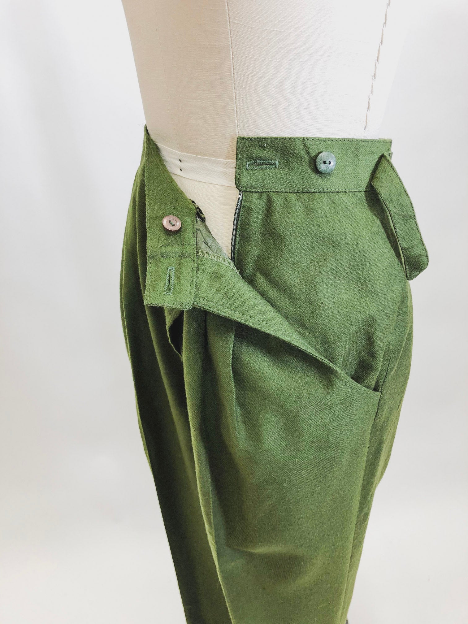 Vintage Green Wool Pants / Midge Pants / The Marvelous Mrs. Maisel Style