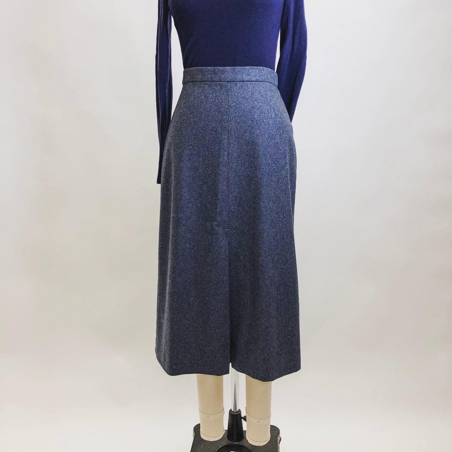 Vintage Blue Gray Wool Blend Skirt