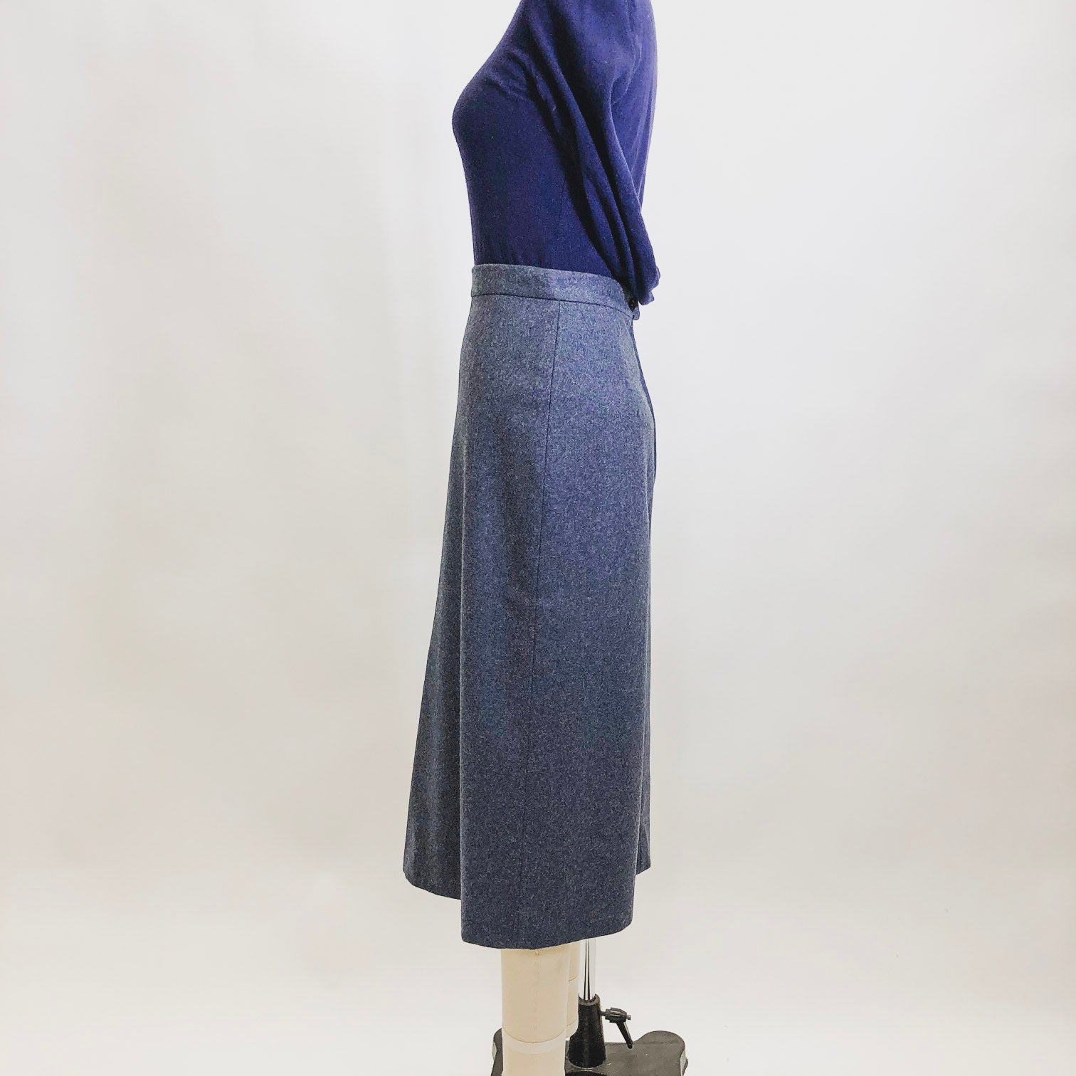 Vintage Blue Gray Wool Blend Skirt