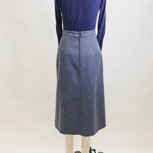 Vintage Blue Gray Wool Blend Skirt