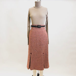 Vintage Burgundy Red Herringbone Wool Blend Skirt