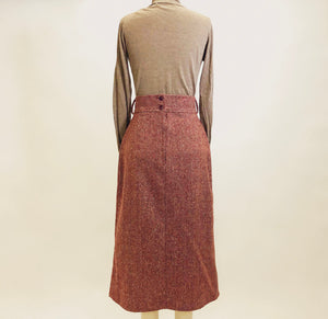 Vintage Burgundy Red Herringbone Wool Blend Skirt