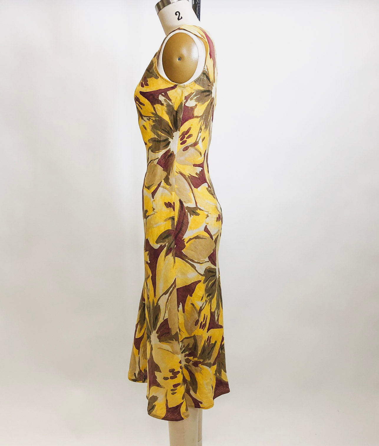 Vintage Floral Watercolor Sleeveless Linen Dress