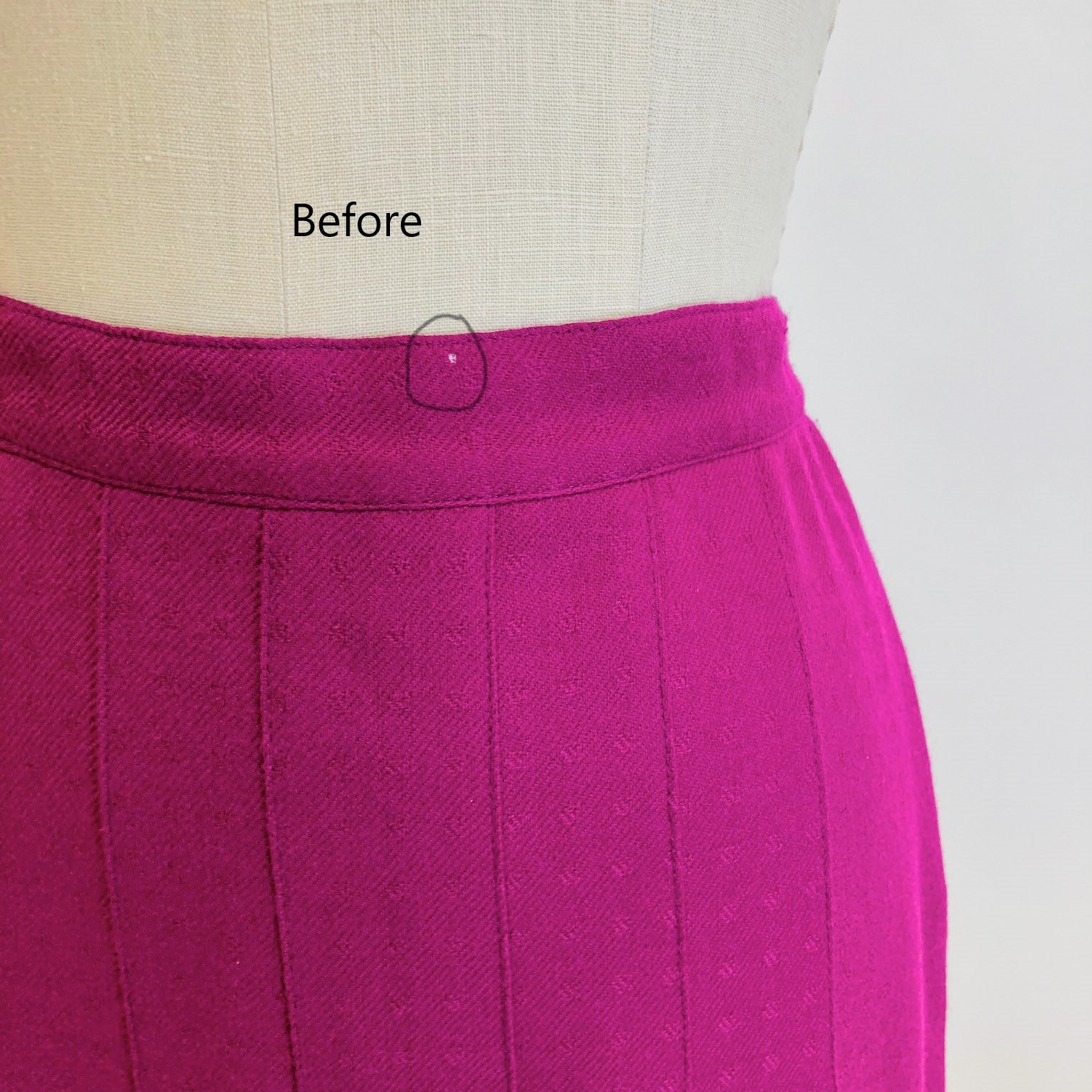 Vintage Bright Raspberry Pleated Wool Skirt