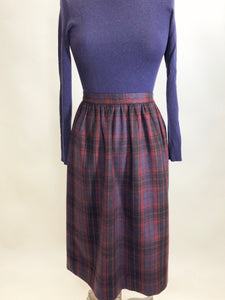 Vintage Berry Plaid Wool Skirt